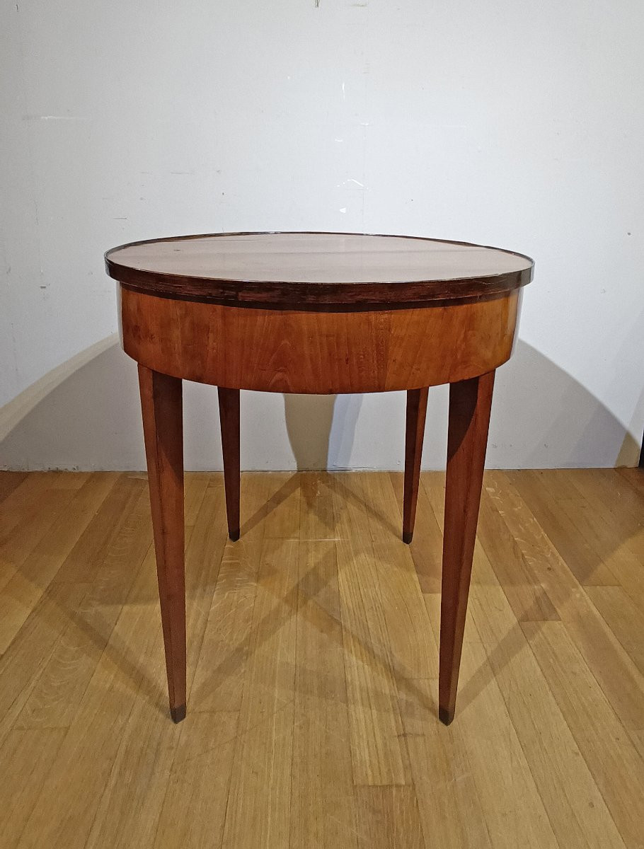 Second Half Of The 18th Century Louis XVI Cherry Round Coffee Table-photo-4