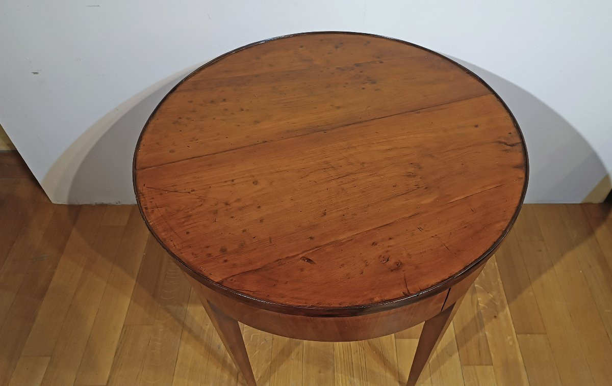 Second Half Of The 18th Century Louis XVI Cherry Round Coffee Table-photo-1