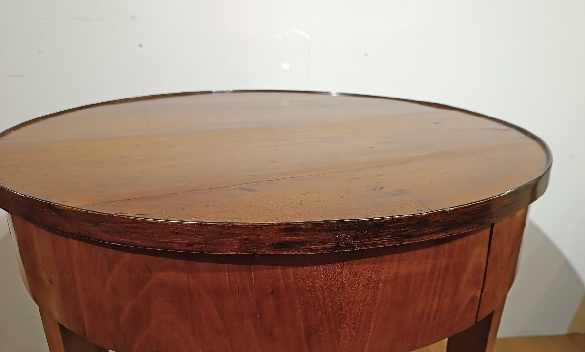 Second Half Of The 18th Century Louis XVI Cherry Round Coffee Table-photo-2