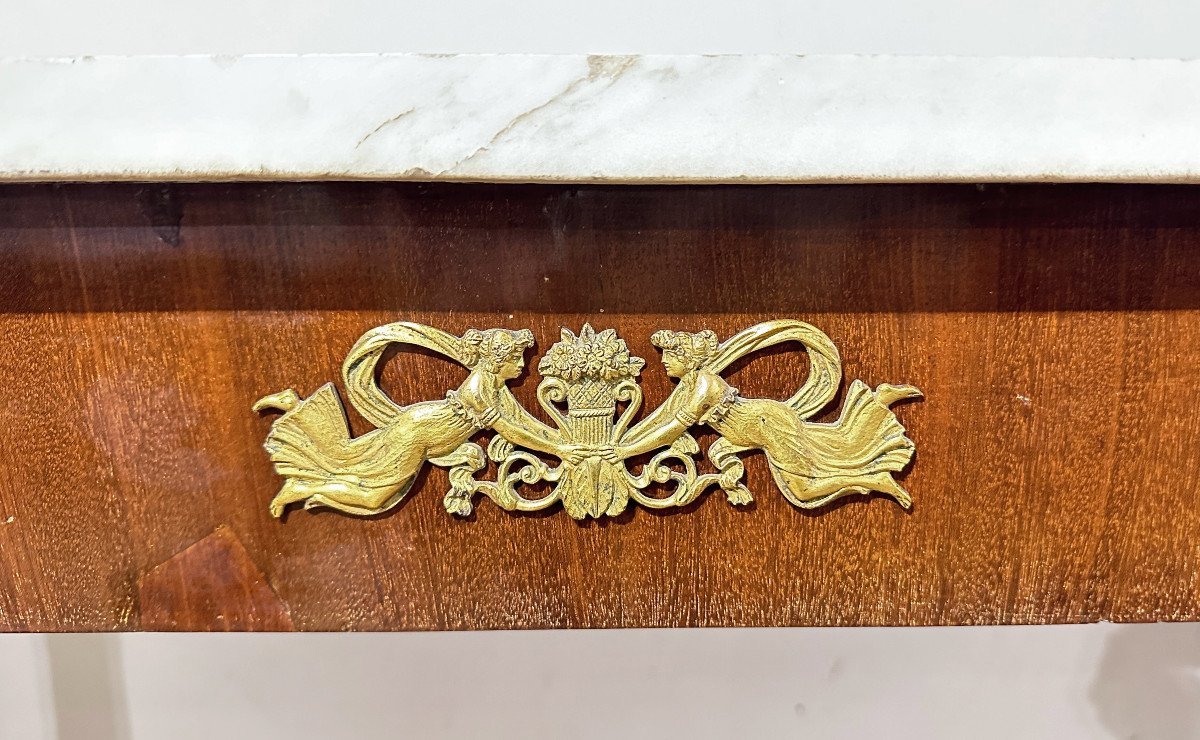 CONSOLE EMPIRE EN ACAJOU ET SAPIN DÉBUT DU 19ème SIÈCLE-photo-4