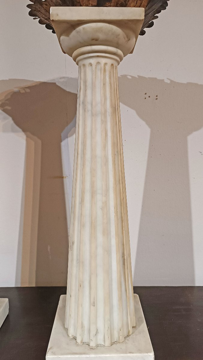 Second Half Of The 18th Century Pair Of Marble Candelabra-photo-2