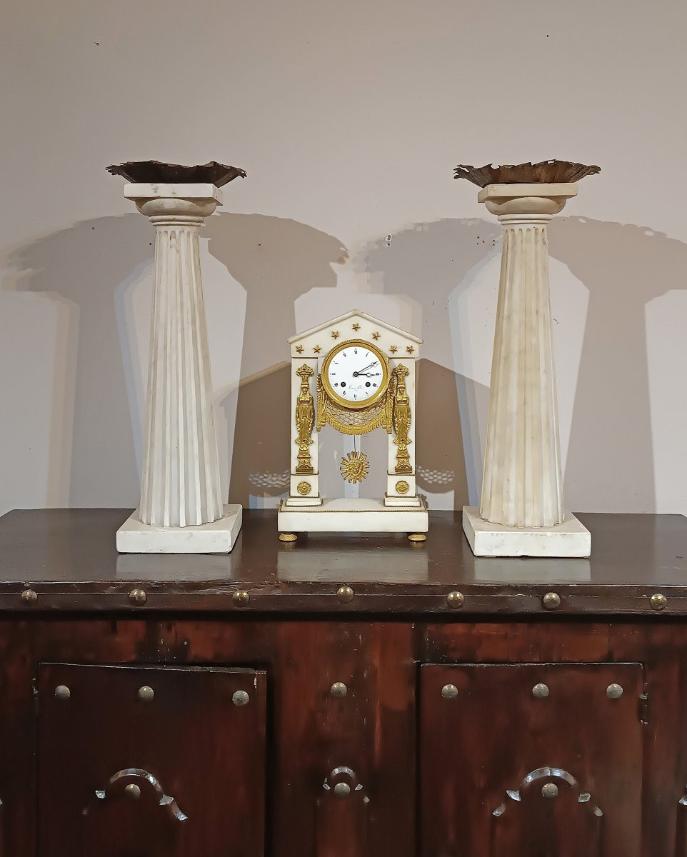 Second Half Of The 18th Century Pair Of Marble Candelabra-photo-6