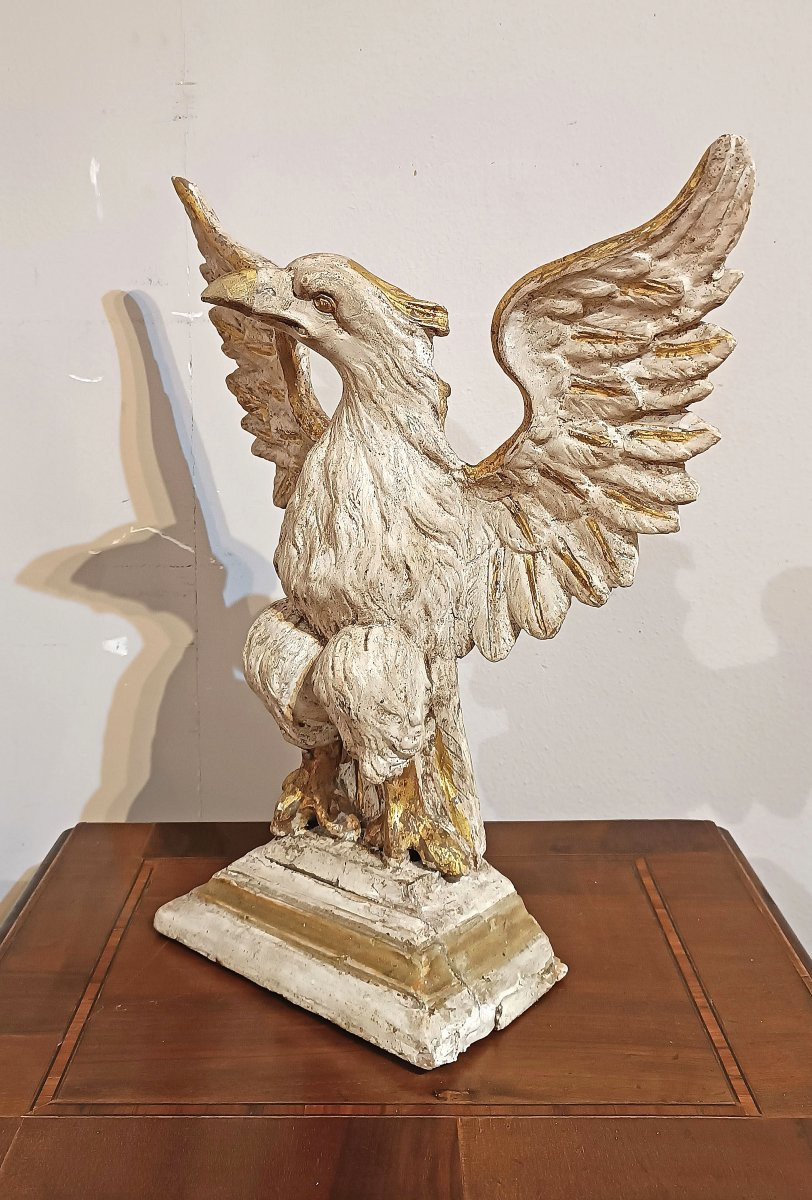 Late 18th Century Neoclassical Painted Wood Eagle Sculpture-photo-2
