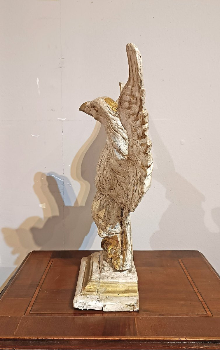 Late 18th Century Neoclassical Painted Wood Eagle Sculpture-photo-3
