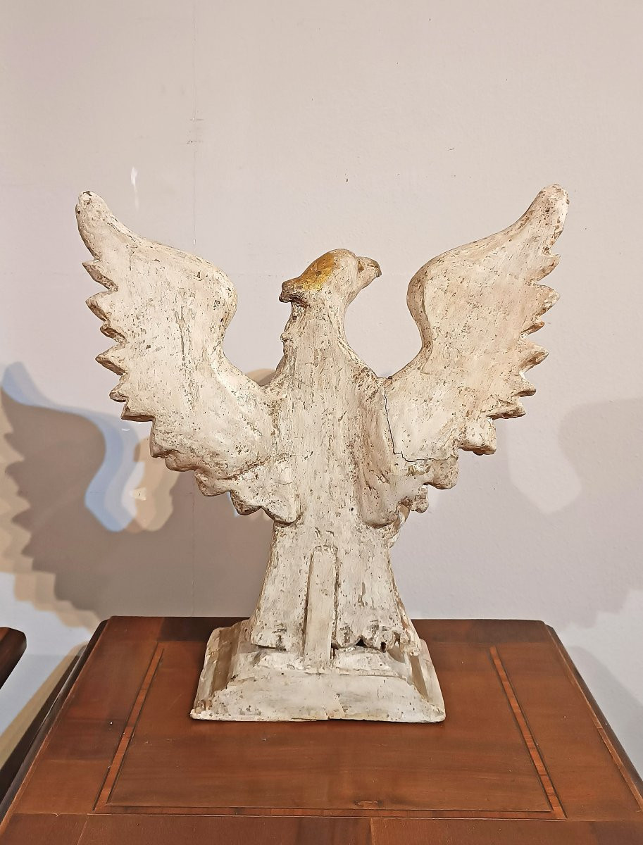 Late 18th Century Neoclassical Painted Wood Eagle Sculpture-photo-4
