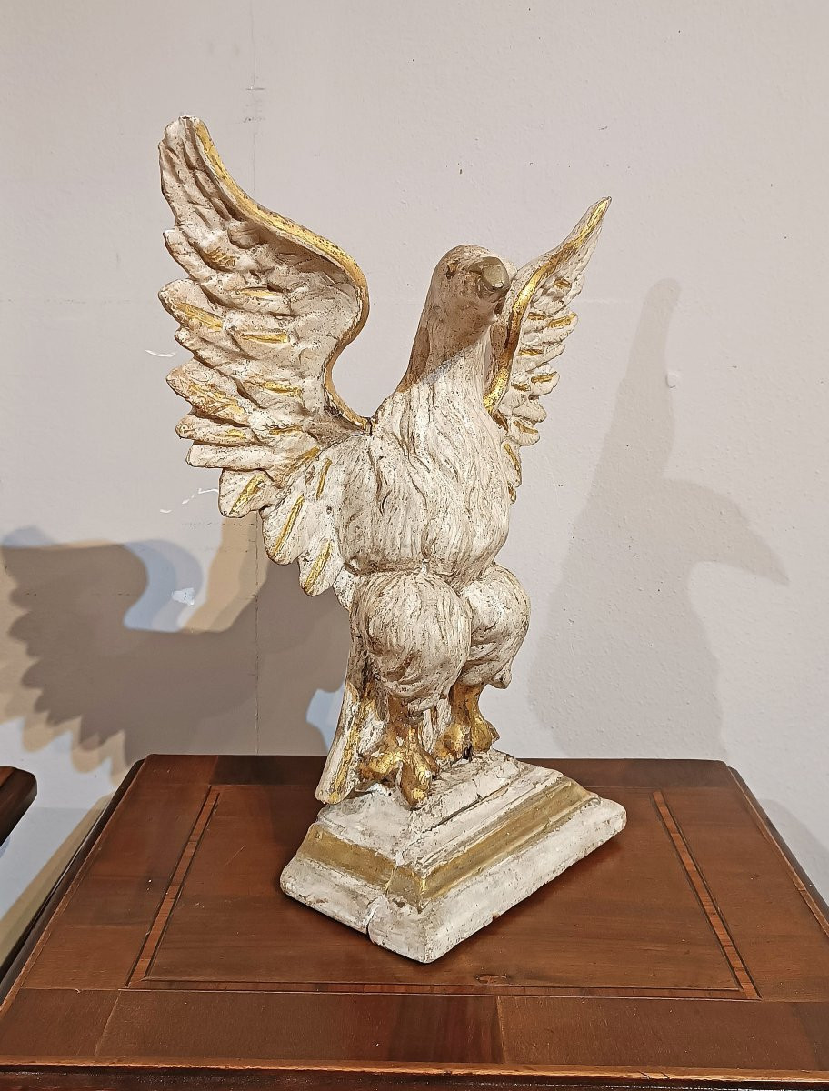Late 18th Century Neoclassical Painted Wood Eagle Sculpture-photo-1