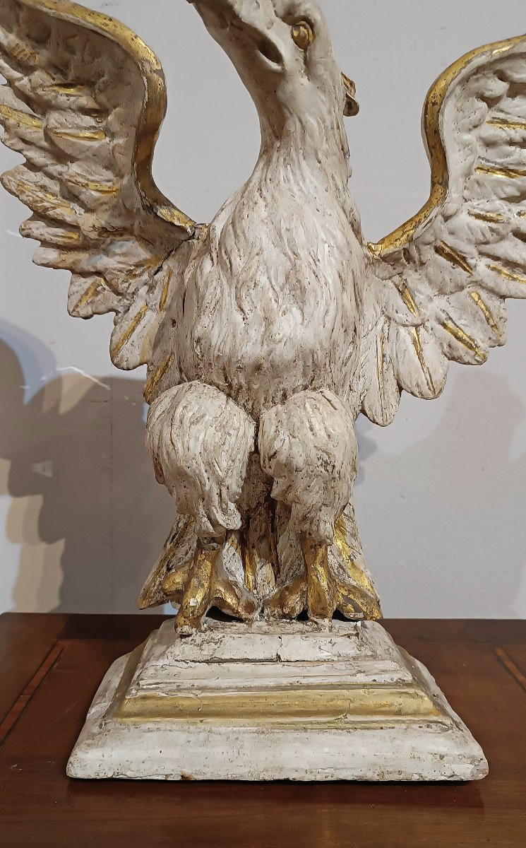 Late 18th Century Neoclassical Painted Wood Eagle Sculpture-photo-2