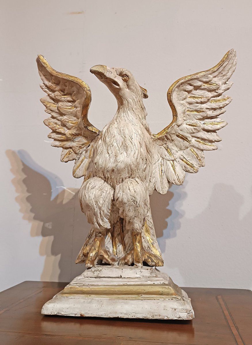 Late 18th Century Neoclassical Painted Wood Eagle Sculpture-photo-6