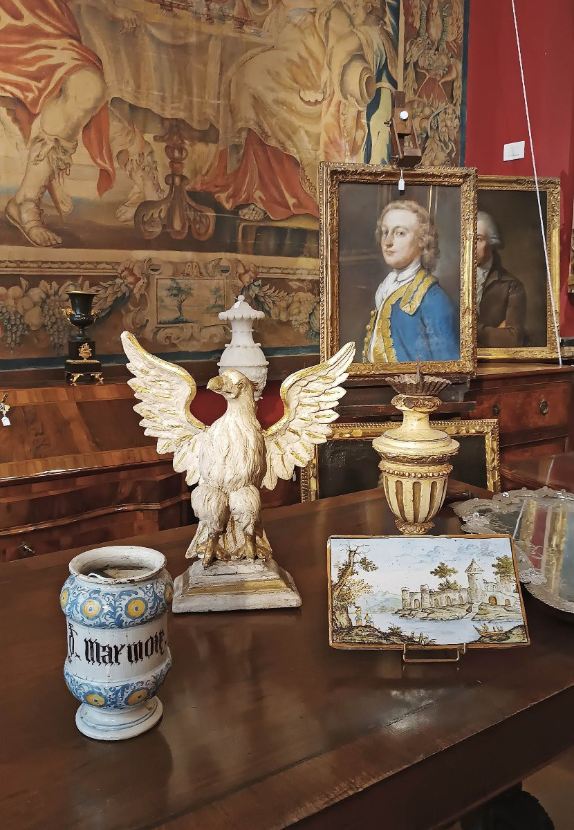 Late 18th Century Neoclassical Painted Wood Eagle Sculpture-photo-7