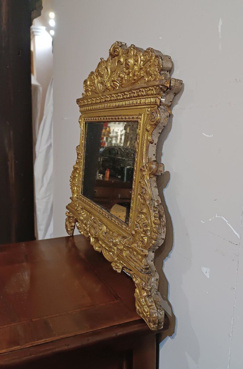 Late 18th Century Small Gilt-plated Brass Mirror-photo-3