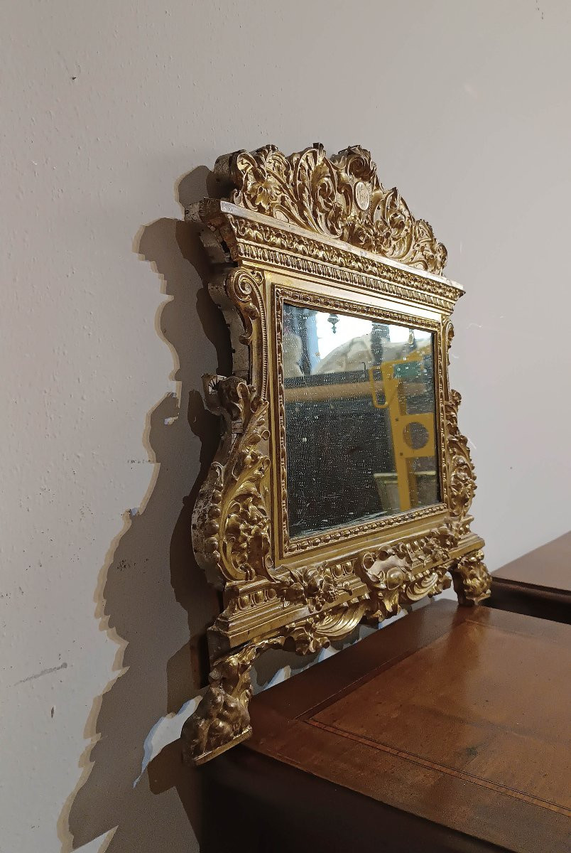 Late 18th Century Small Gilt-plated Brass Mirror-photo-4