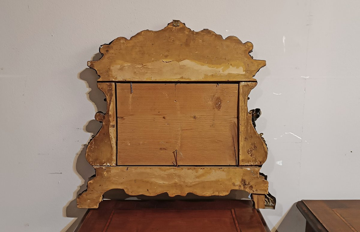 Late 18th Century Small Gilt-plated Brass Mirror-photo-6