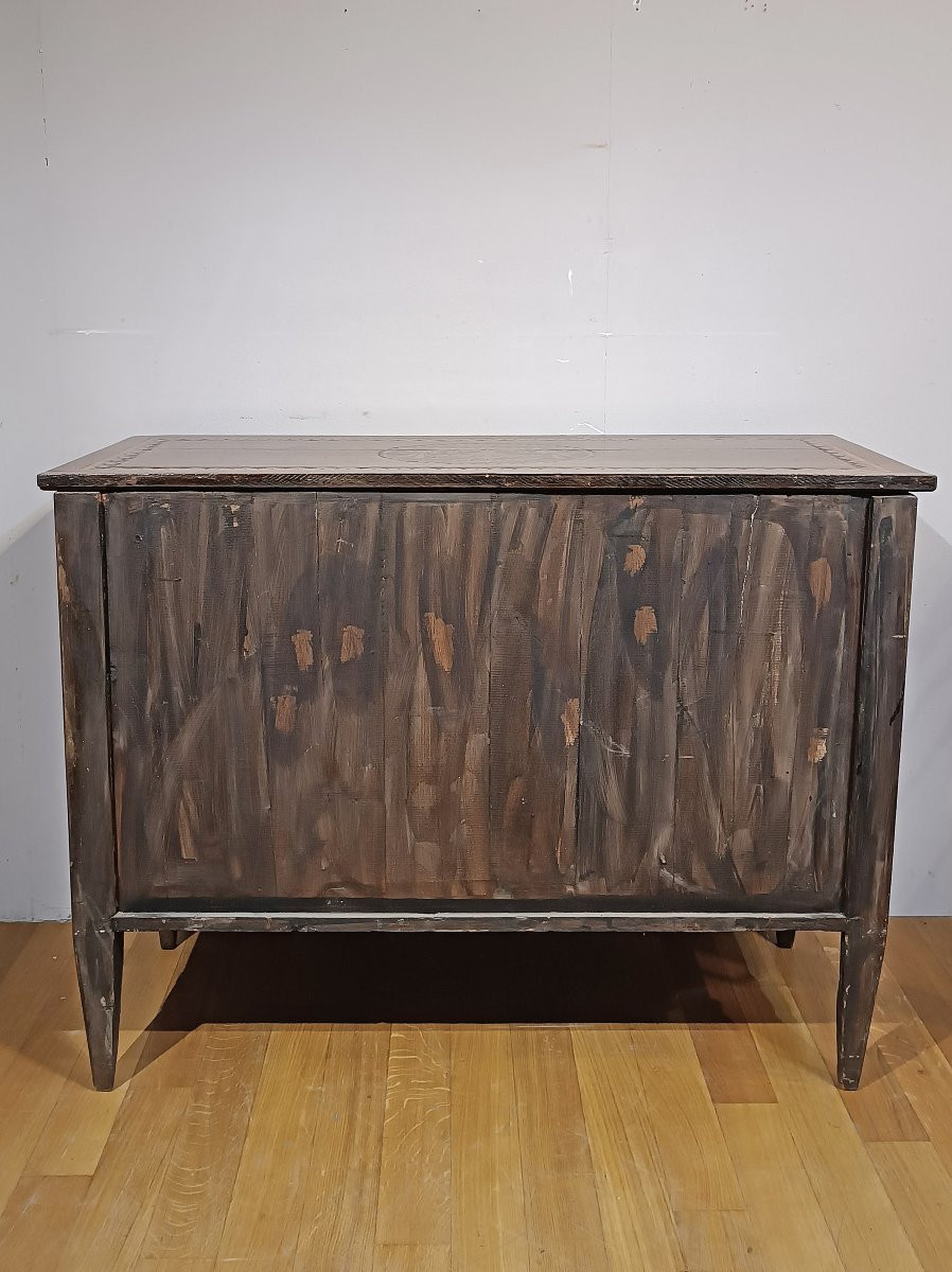 COMMODE NÉOCLASSIQUE MARQUETÉE DE LA FIN DU 18ème SIÈCLE-photo-1
