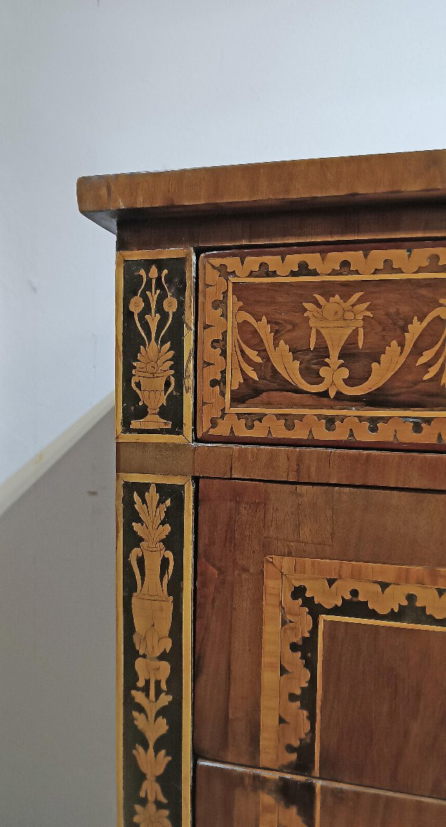 COMMODE NÉOCLASSIQUE MARQUETÉE DE LA FIN DU 18ème SIÈCLE-photo-4