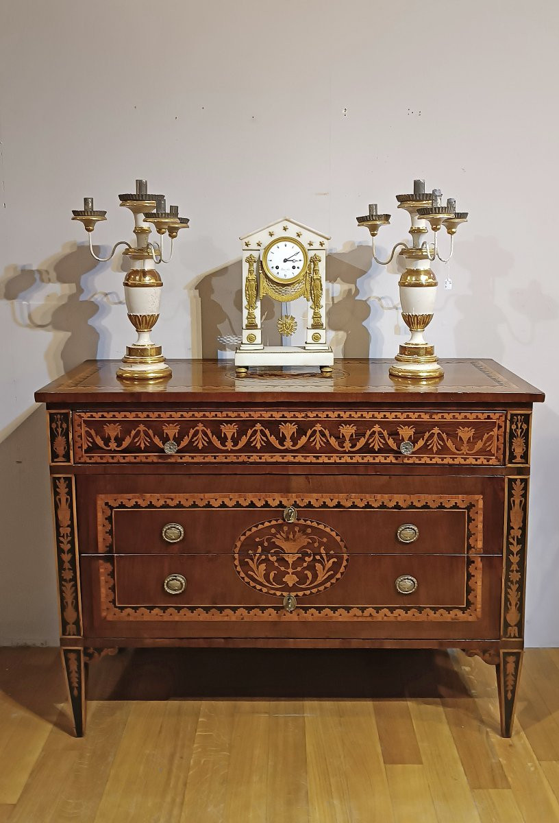 COMMODE NÉOCLASSIQUE MARQUETÉE DE LA FIN DU 18ème SIÈCLE-photo-6