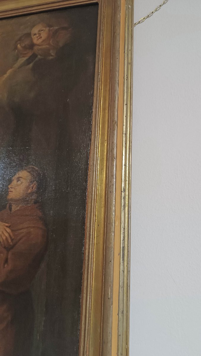Early 18th Century Oil Painting On Canvas With Adoration Of Saints-photo-8