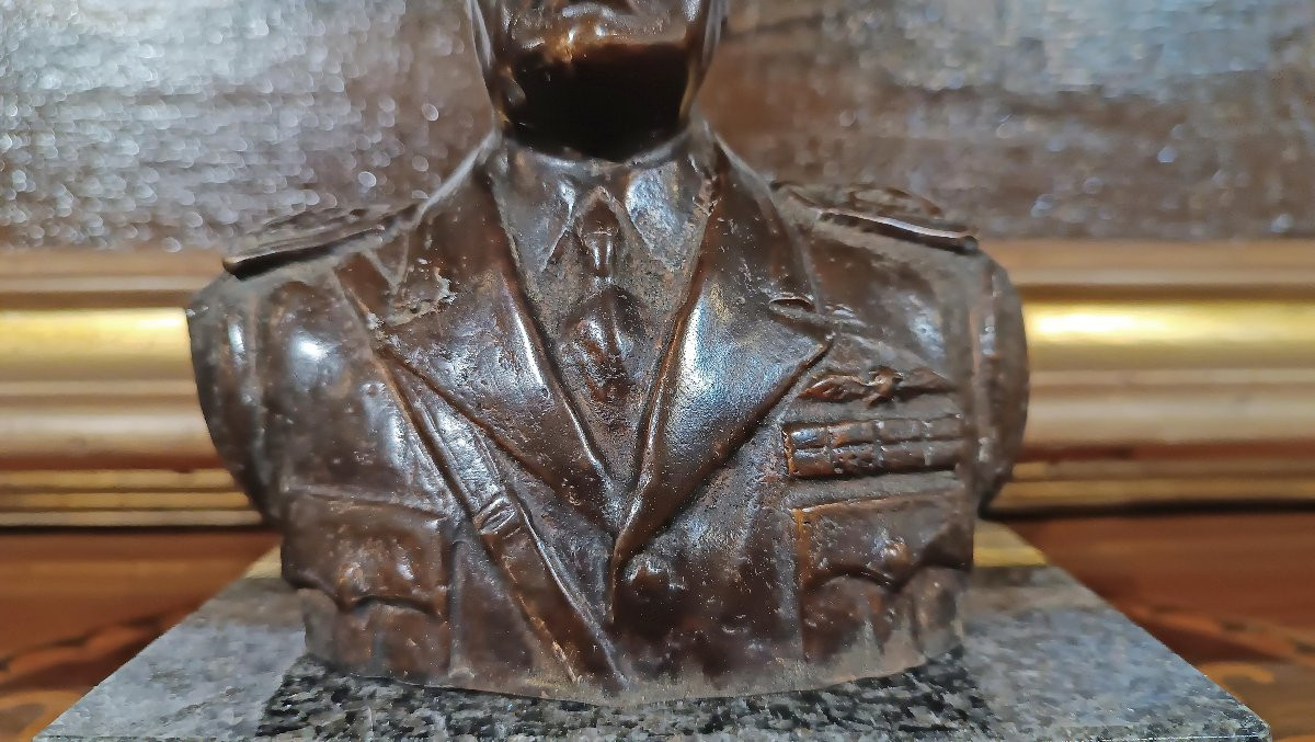 BUSTE EN BRONZE DE BENITO MUSSOLINI ANNÉES 1930-photo-4