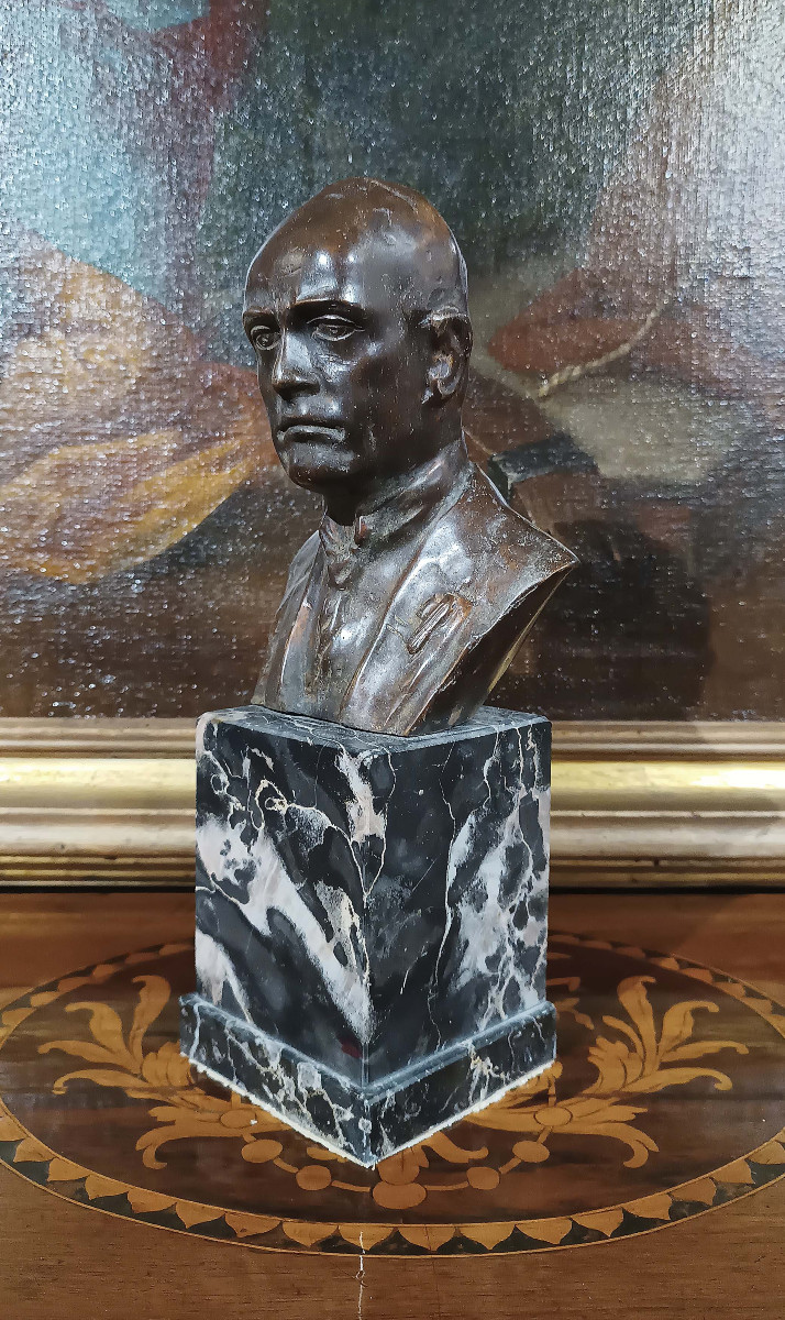 BUSTE EN BRONZE DE BENITO MUSSOLINI ANNÉES 1930-photo-3