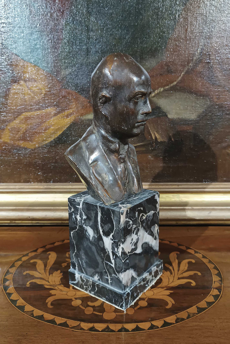 BUSTE EN BRONZE DE BENITO MUSSOLINI ANNÉES 1930-photo-4