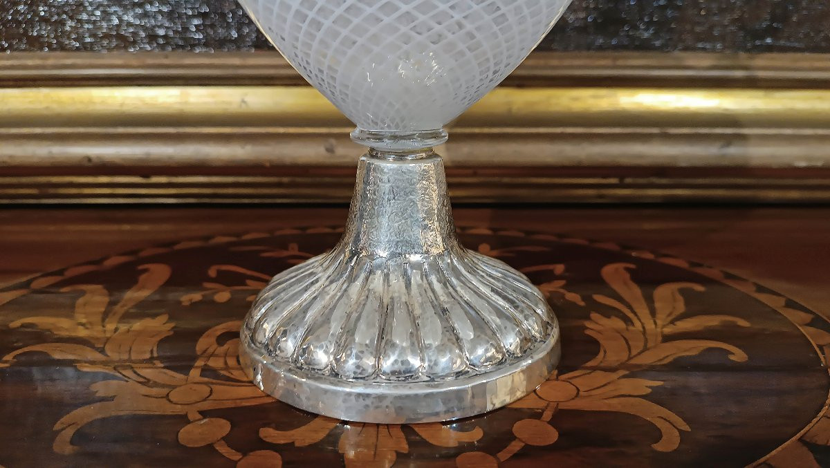 18th Century Venetian Glass And Silver Jug-photo-4