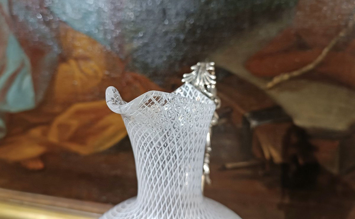 18th Century Venetian Glass And Silver Jug-photo-5
