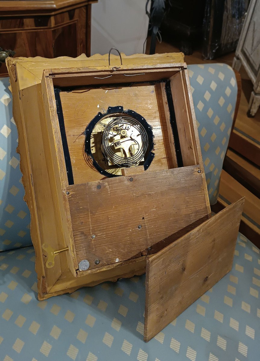 Early 19th Century Golden Wall Clock With Music Box -photo-3