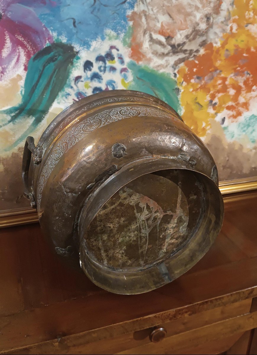 CHAUFFE-ALIMENTS EN LAITON GAUFRÉ FIN DU 17ème SIÈCLE-photo-5