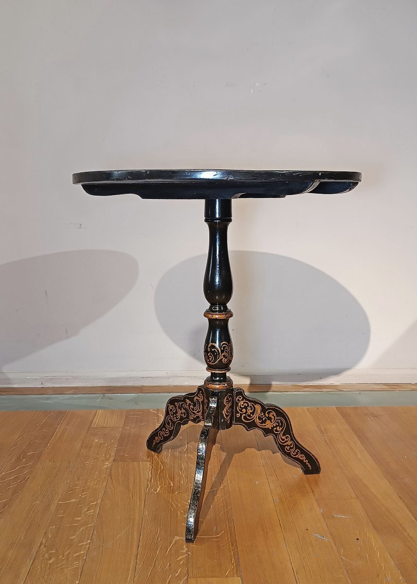 First 19th Century Oriental Style Ebony Table With Inlays-photo-2