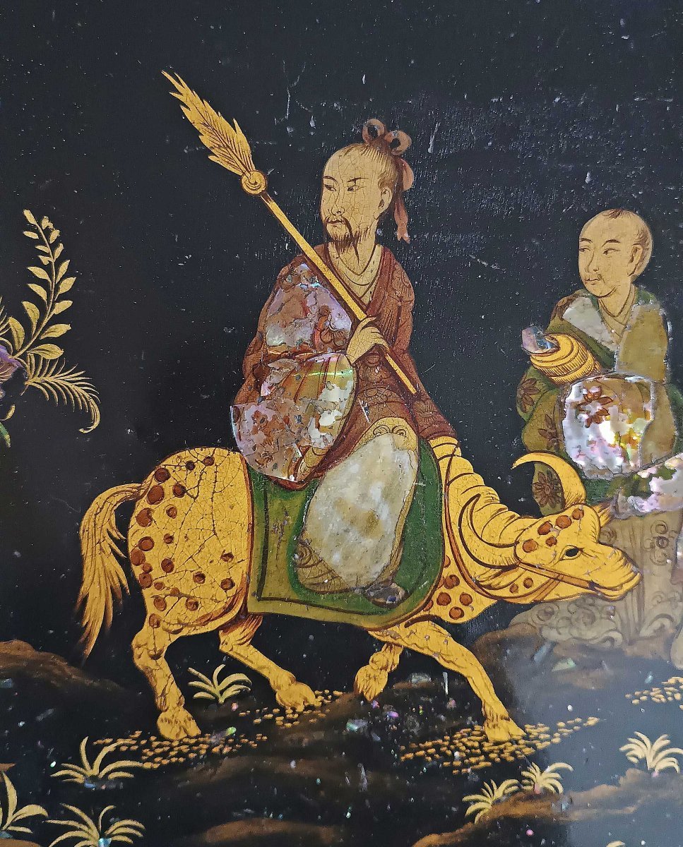 First 19th Century Oriental Style Ebony Table With Inlays-photo-4