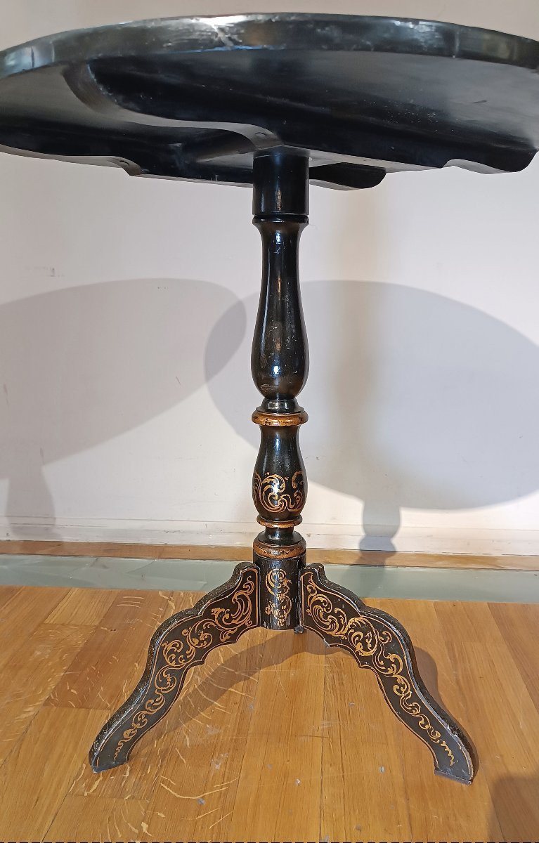 First 19th Century Oriental Style Ebony Table With Inlays-photo-4