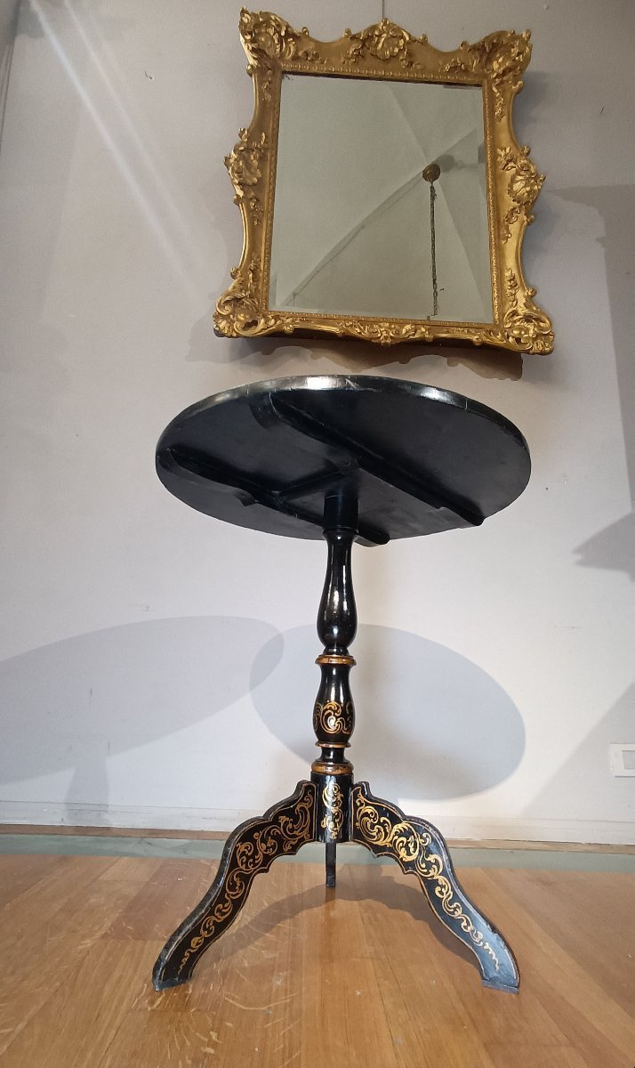 First 19th Century Oriental Style Ebony Table With Inlays-photo-5