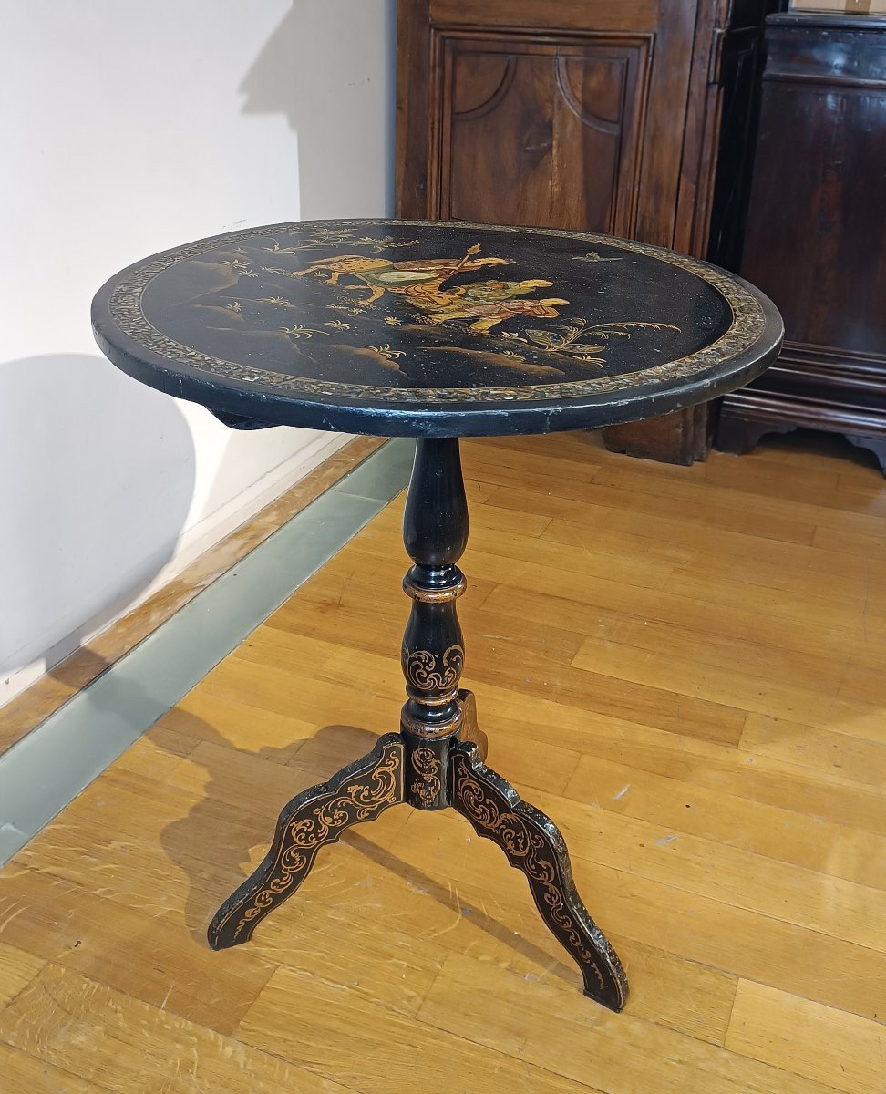 First 19th Century Oriental Style Ebony Table With Inlays-photo-6