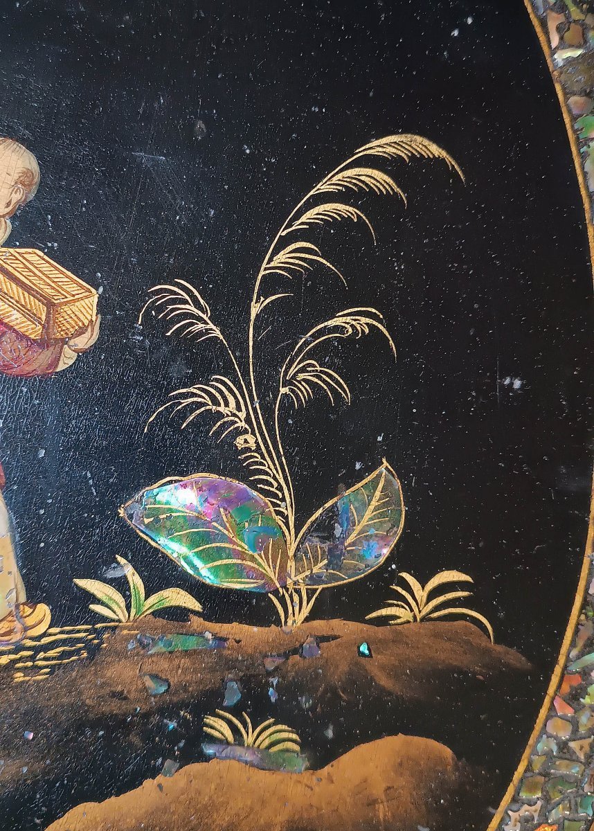 First 19th Century Oriental Style Ebony Table With Inlays-photo-7