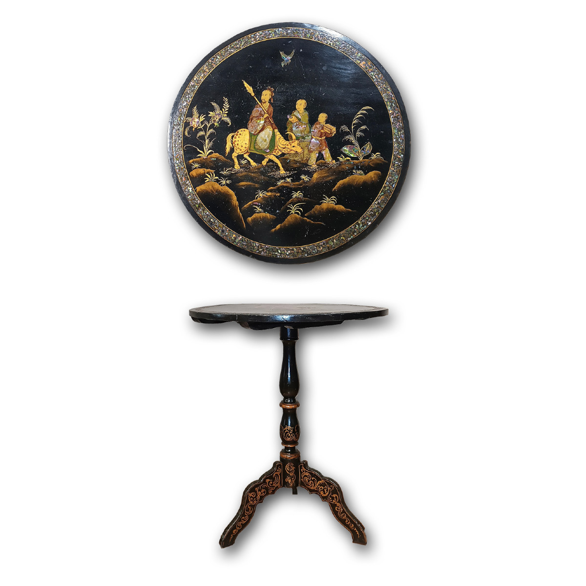 First 19th Century Oriental Style Ebony Table With Inlays