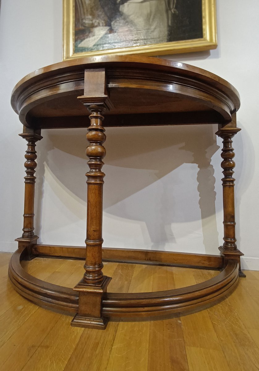 CONSOLE DEMI-LUNE EN NOYER DE LA FIN DU 17ème SIÈCLE-photo-5