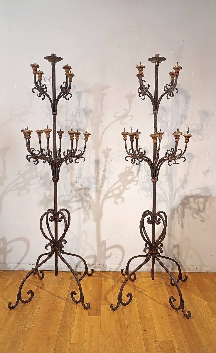 PAIRE DE TORCHES EN FER 19ème SIÈCLE-photo-4