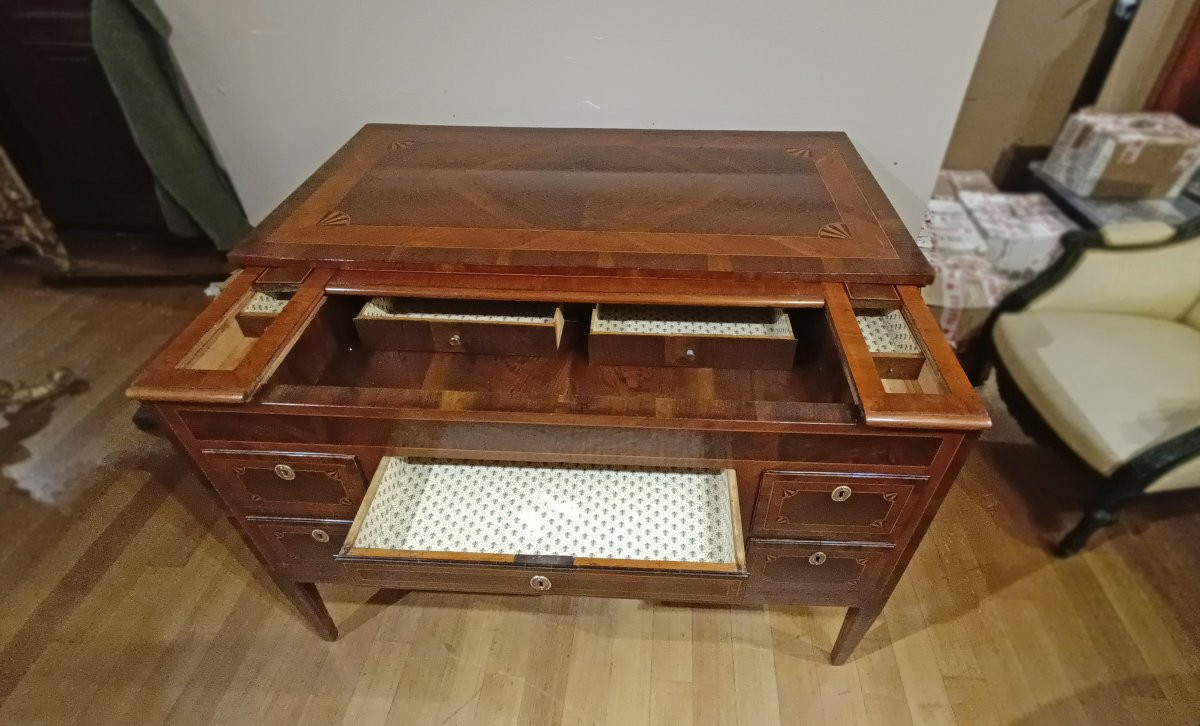 BUREAU NÉOCLASSIQUE À MARQUETERIES FIN DU 18ème SIÈCLE-photo-2