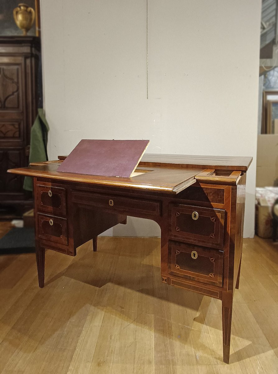 BUREAU NÉOCLASSIQUE À MARQUETERIES FIN DU 18ème SIÈCLE-photo-8