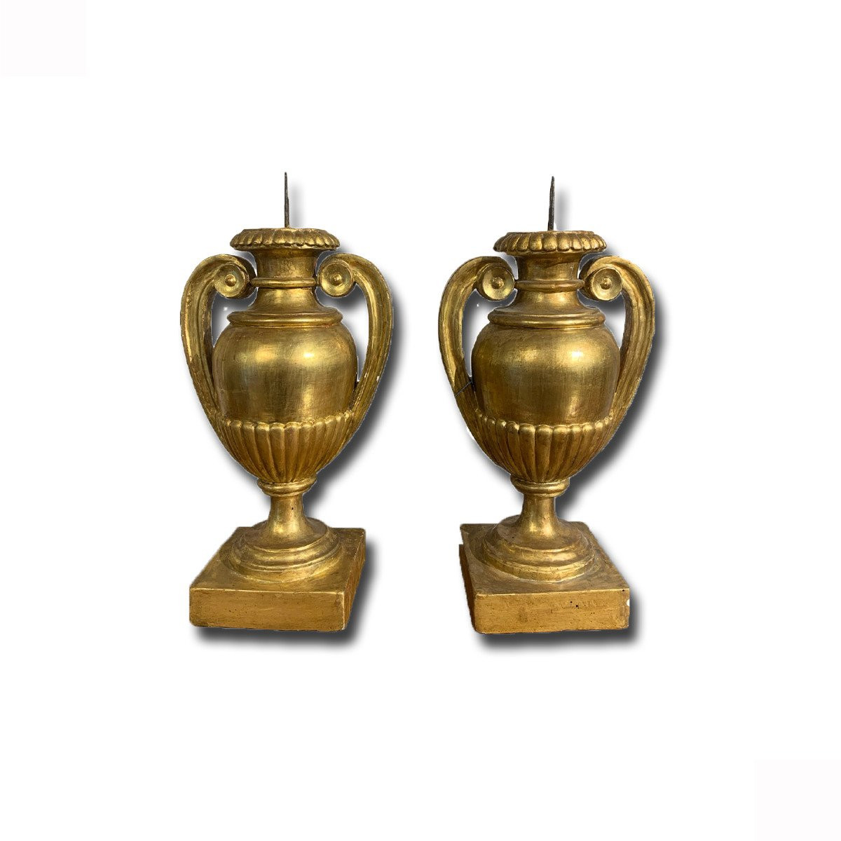 PAIRE DE CANDÉLABRE DORÉ FORME AMPHORE DÉBUT 19ème SIÈCLE