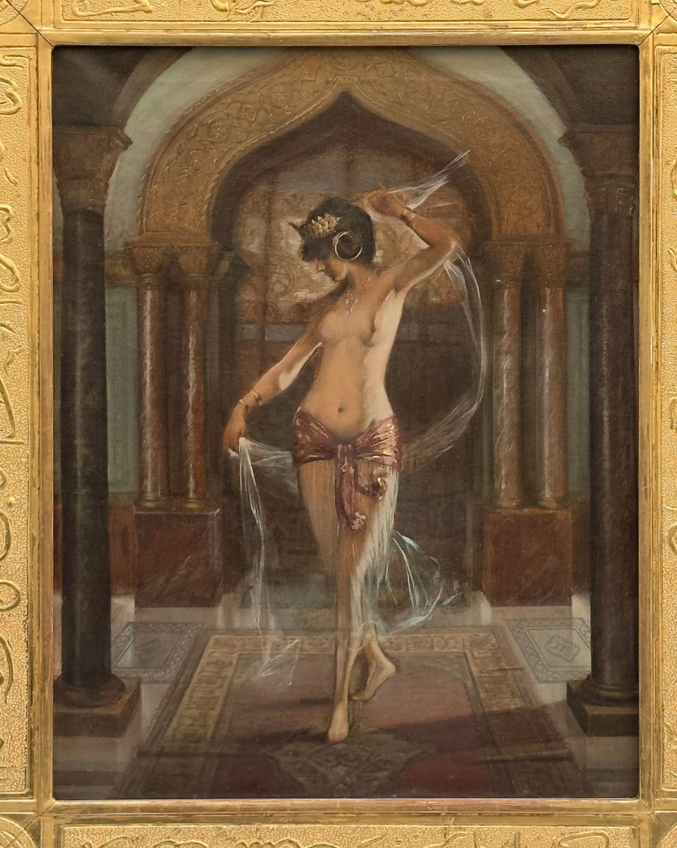 TABLEAU AVEC ODALISQUE SECONDE MOITIÉ DU 19ème SIÈCLE-photo-2