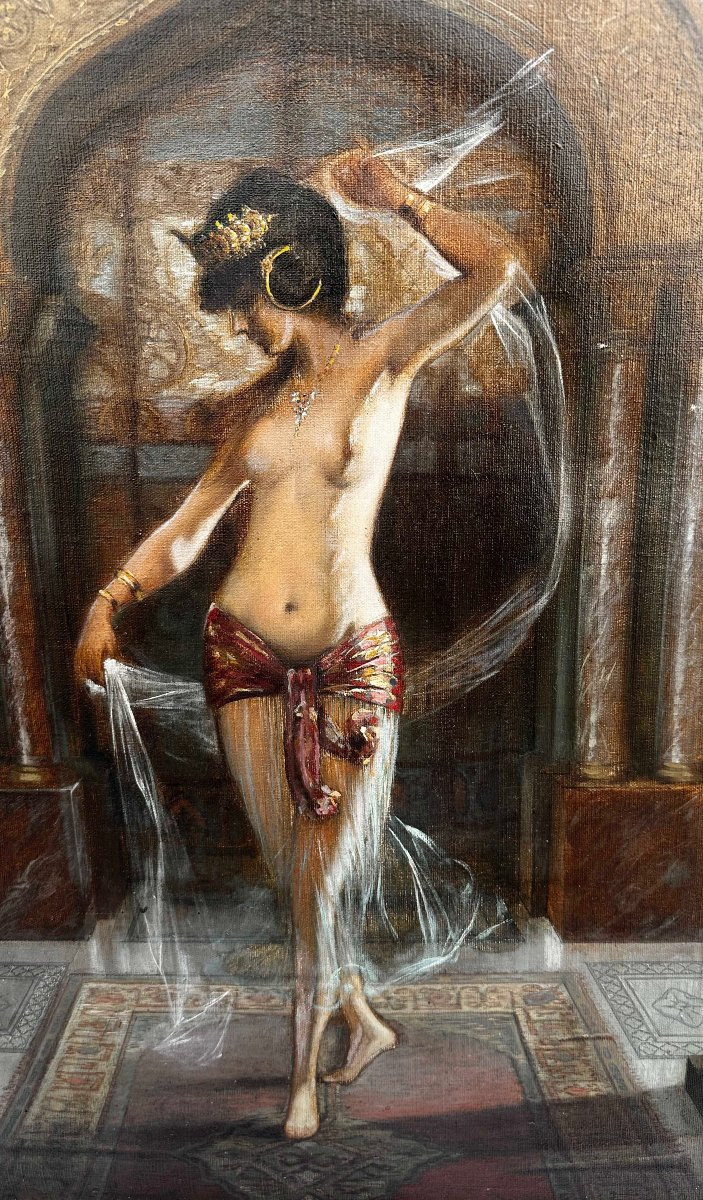 TABLEAU AVEC ODALISQUE SECONDE MOITIÉ DU 19ème SIÈCLE-photo-3