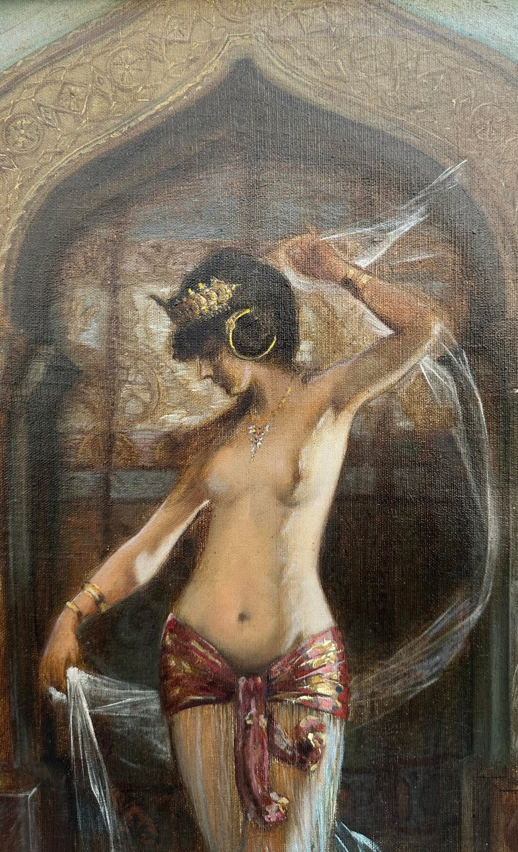 TABLEAU AVEC ODALISQUE SECONDE MOITIÉ DU 19ème SIÈCLE-photo-4