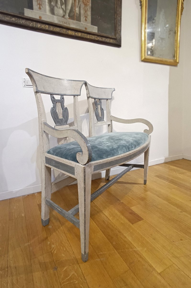 PETIT CANAPÉ PEINT SECONDE MOITIÉ DU 18ème SIÈCLE-photo-2