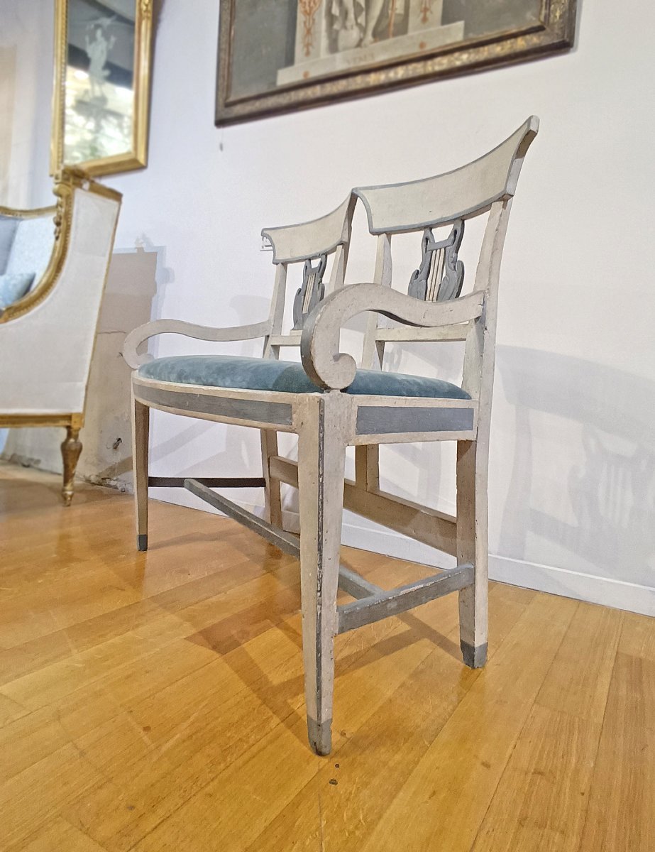 PETIT CANAPÉ PEINT SECONDE MOITIÉ DU 18ème SIÈCLE-photo-3