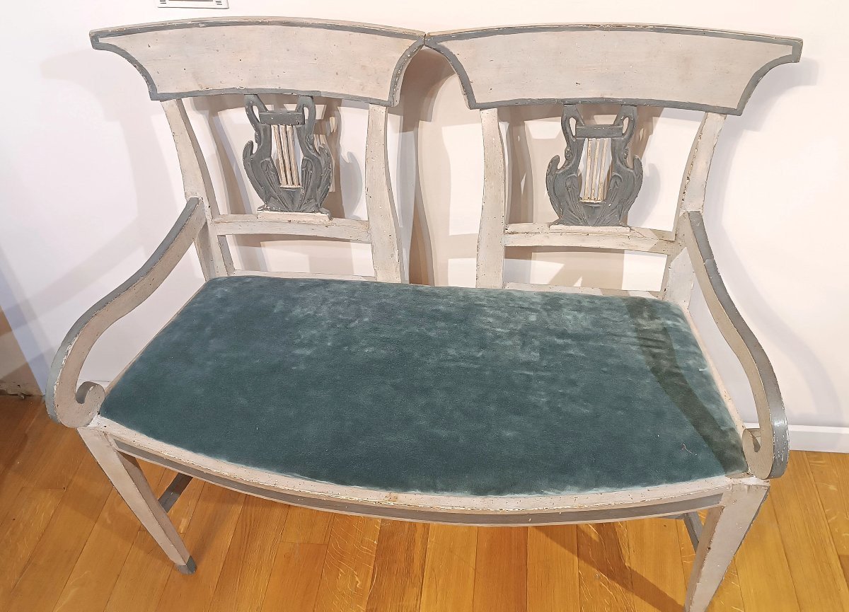 PETIT CANAPÉ PEINT SECONDE MOITIÉ DU 18ème SIÈCLE-photo-1