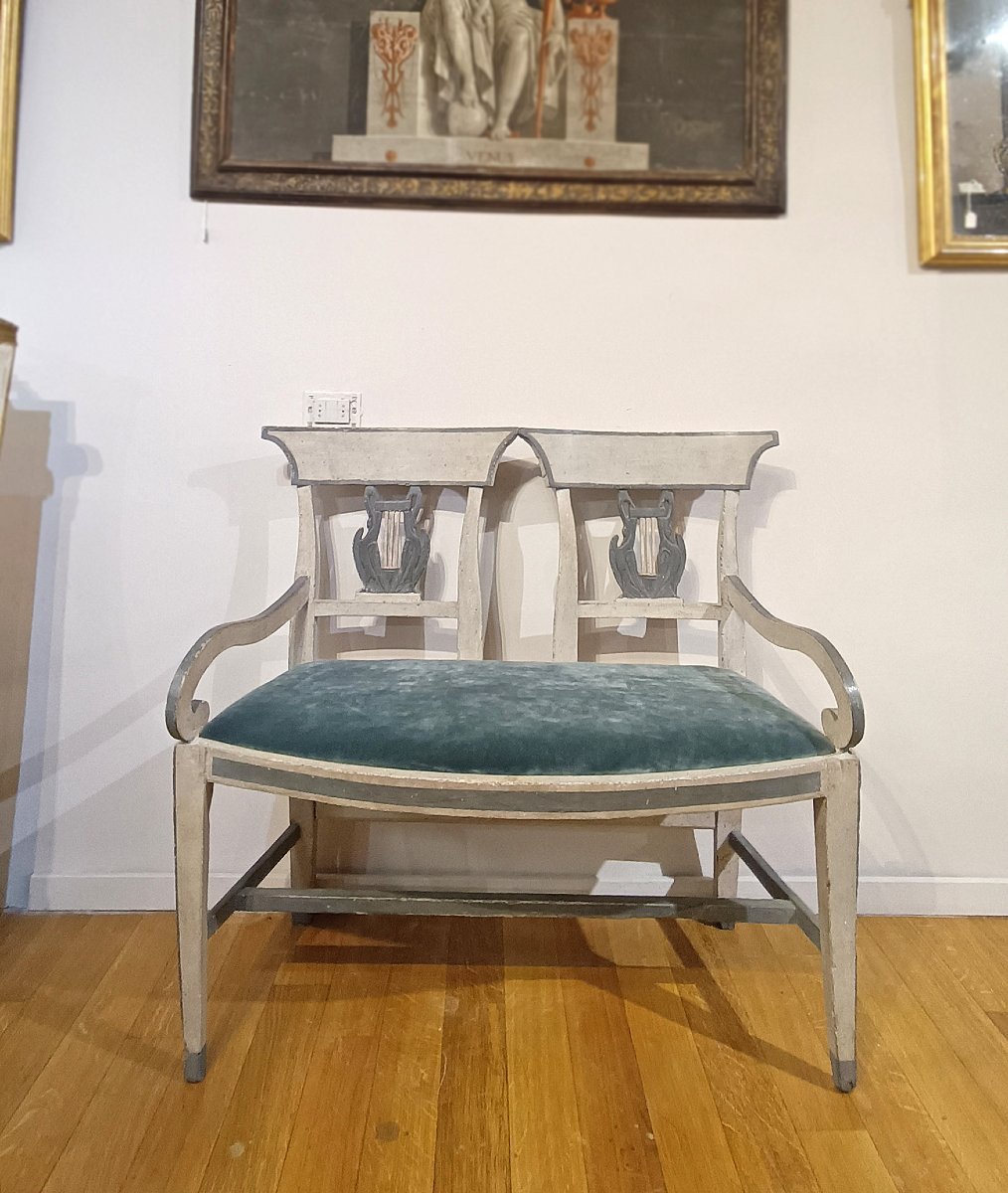 PETIT CANAPÉ PEINT SECONDE MOITIÉ DU 18ème SIÈCLE-photo-8