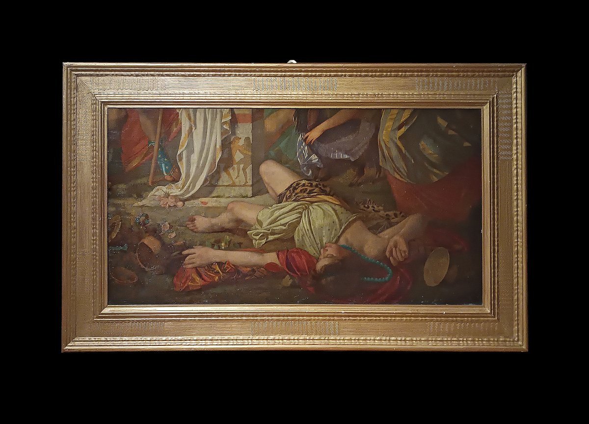 TABLEAU AVEC UNE SCÈNE DE BACCHANALE SECONDE MOITIÉ DU 18ème SIÈCLE-photo-2