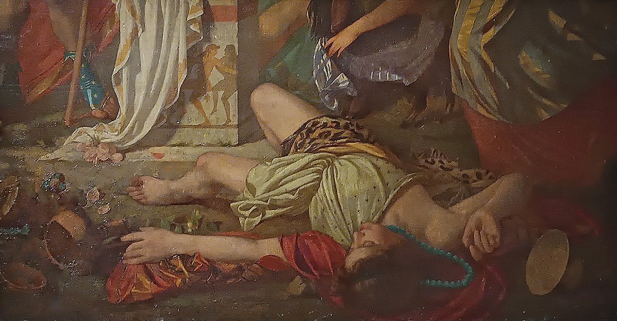 TABLEAU AVEC UNE SCÈNE DE BACCHANALE SECONDE MOITIÉ DU 18ème SIÈCLE-photo-3