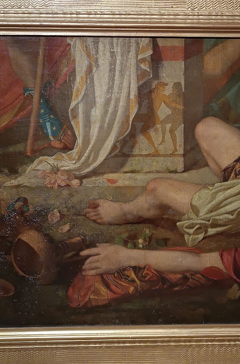 TABLEAU AVEC UNE SCÈNE DE BACCHANALE SECONDE MOITIÉ DU 18ème SIÈCLE-photo-4