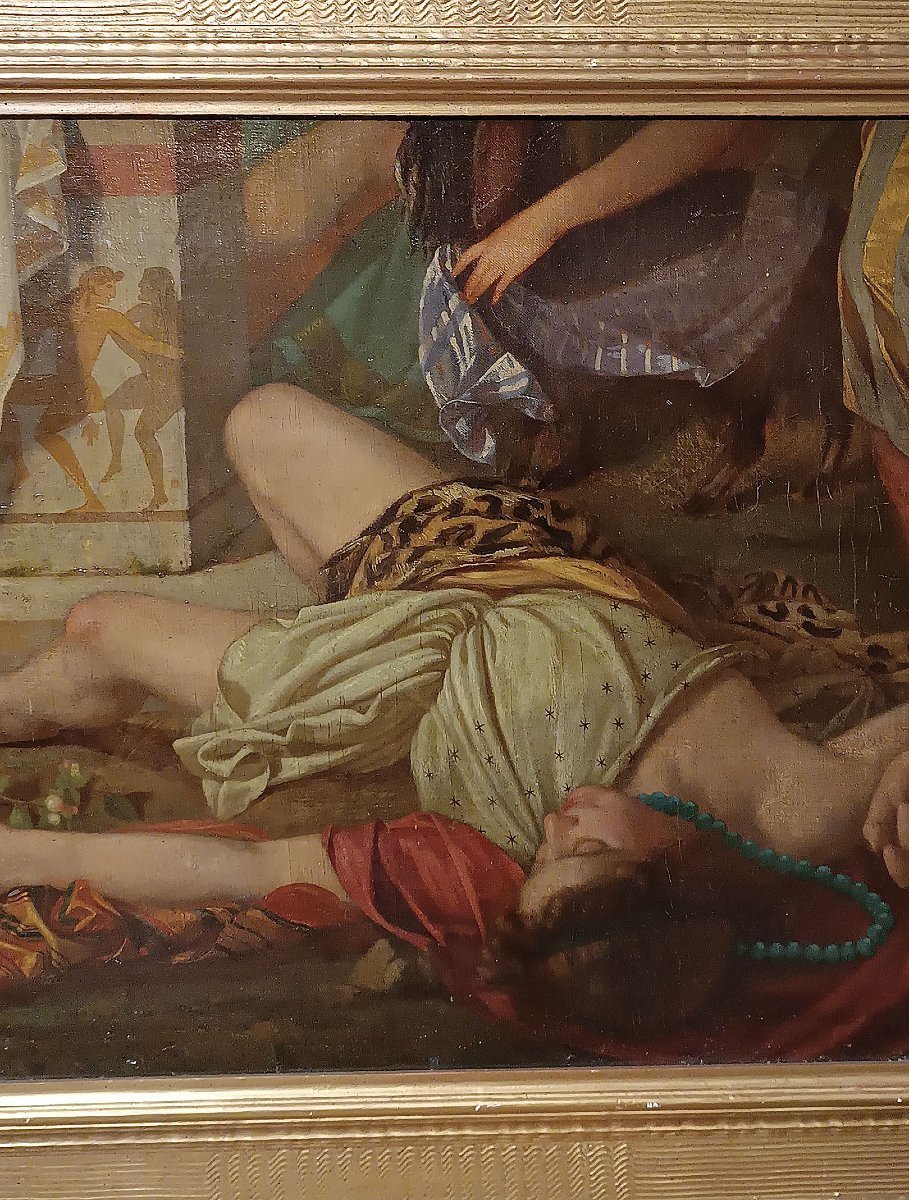 TABLEAU AVEC UNE SCÈNE DE BACCHANALE SECONDE MOITIÉ DU 18ème SIÈCLE-photo-1